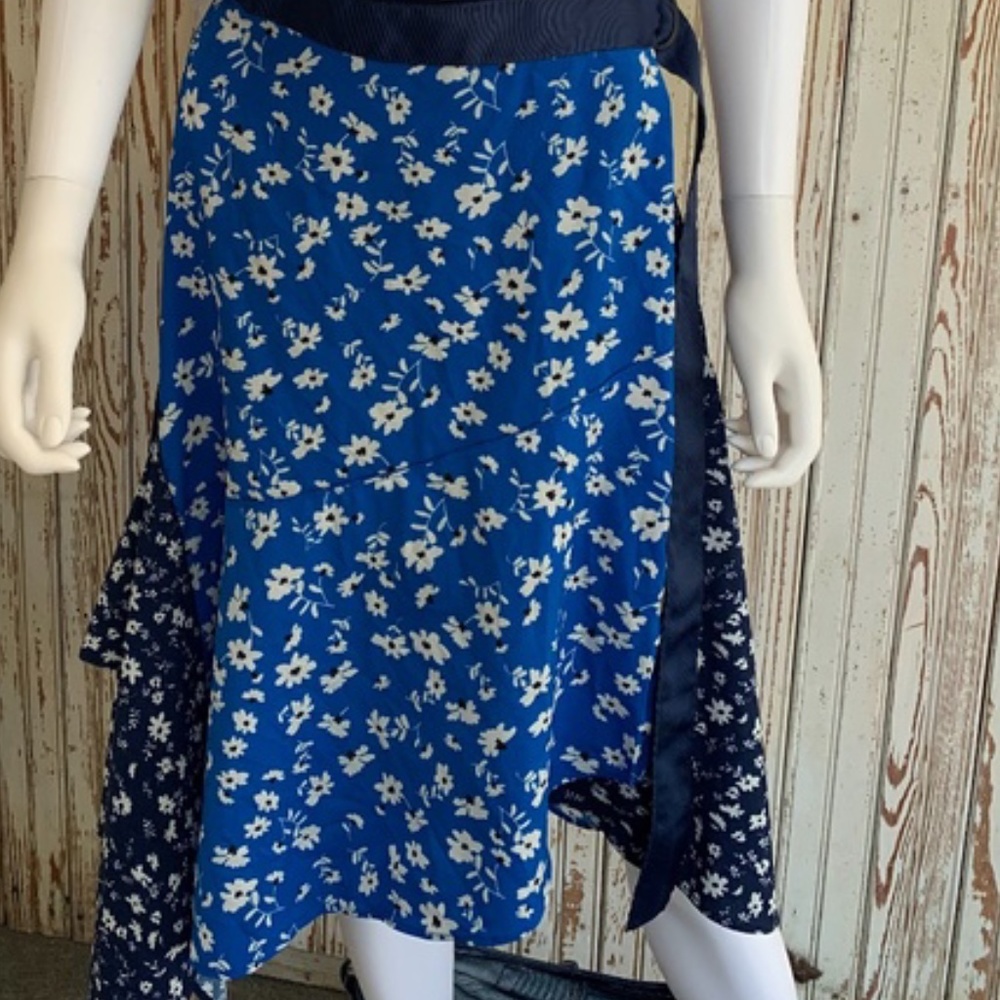AQUA BLUE FLORAL PRINT WRAP SKIRT